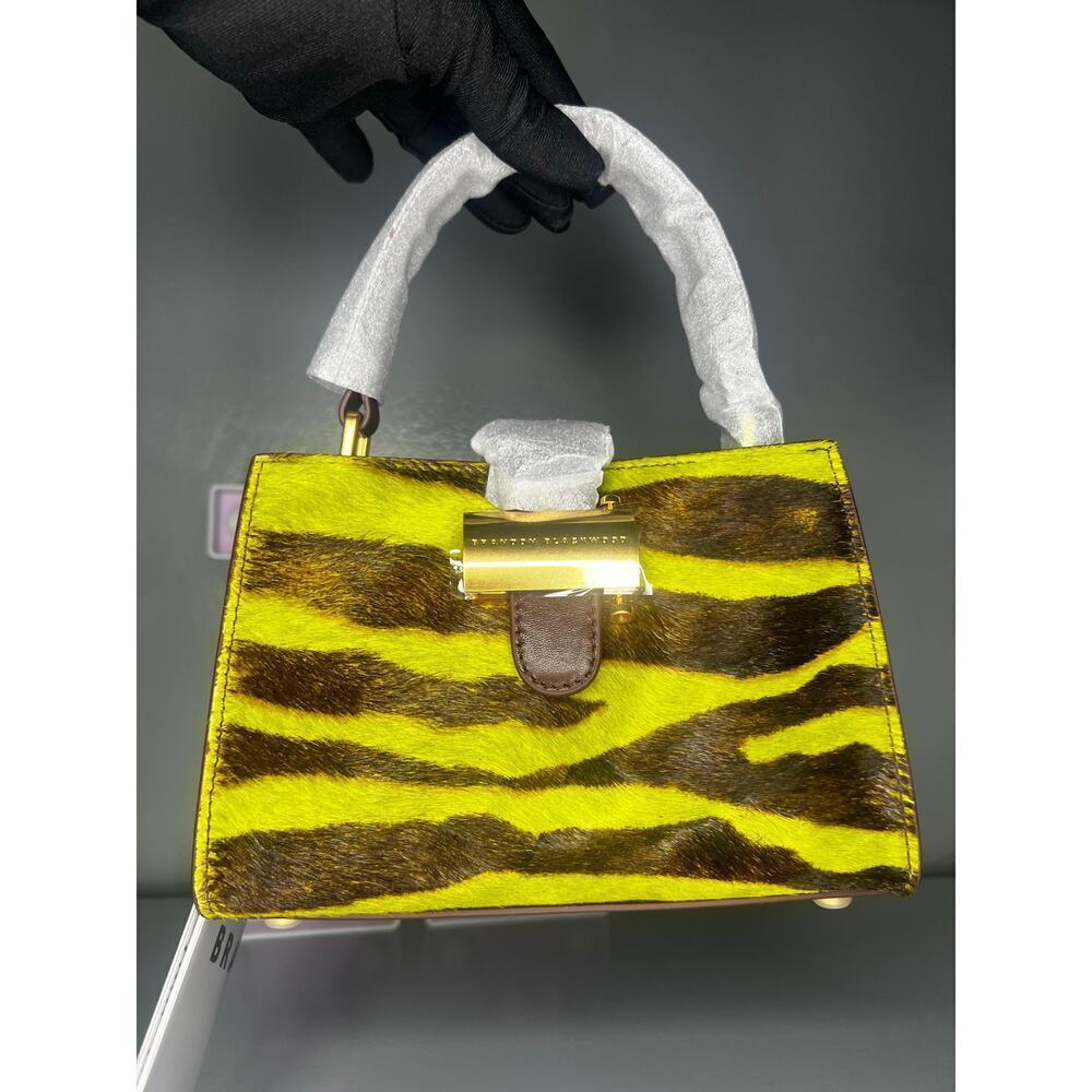 Brandon Blackwood Jordi Bag in Green Zebra Ponyhair with Brass Hardware